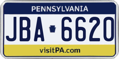 PA license plate JBA6620