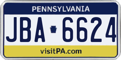 PA license plate JBA6624