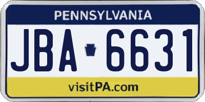 PA license plate JBA6631
