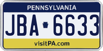 PA license plate JBA6633