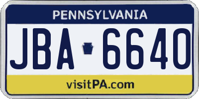 PA license plate JBA6640