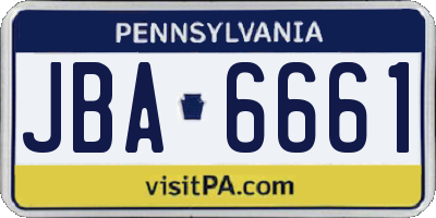 PA license plate JBA6661