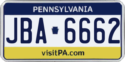 PA license plate JBA6662