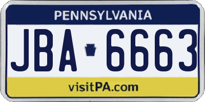 PA license plate JBA6663