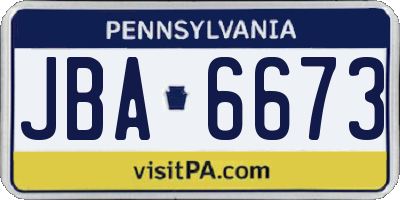 PA license plate JBA6673
