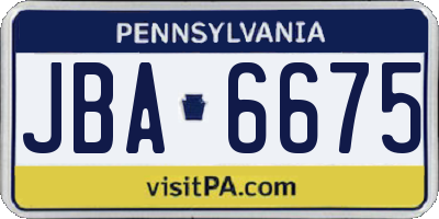 PA license plate JBA6675
