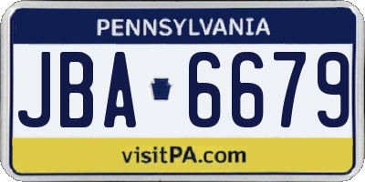 PA license plate JBA6679