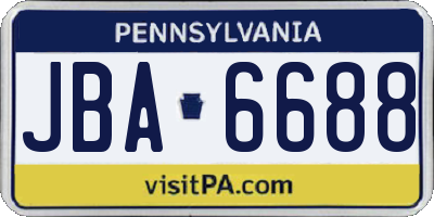 PA license plate JBA6688