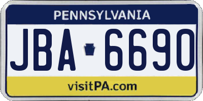 PA license plate JBA6690