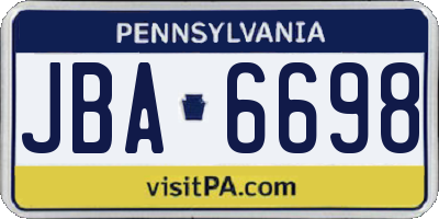 PA license plate JBA6698