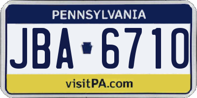 PA license plate JBA6710