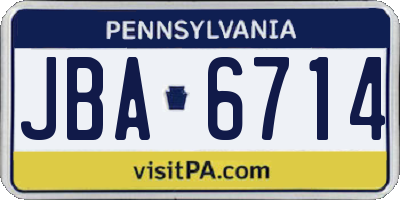 PA license plate JBA6714