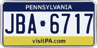 PA license plate JBA6717