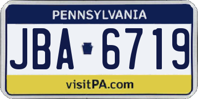 PA license plate JBA6719