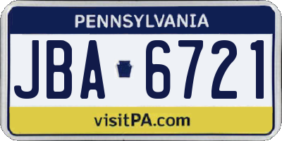 PA license plate JBA6721