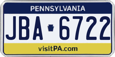 PA license plate JBA6722