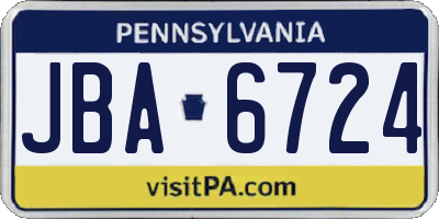 PA license plate JBA6724