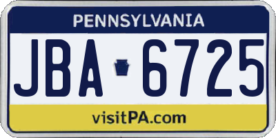 PA license plate JBA6725