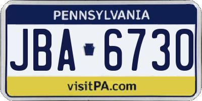 PA license plate JBA6730