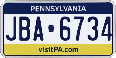 PA license plate JBA6734