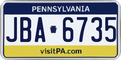 PA license plate JBA6735