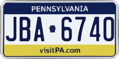 PA license plate JBA6740