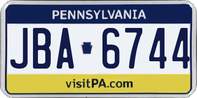 PA license plate JBA6744