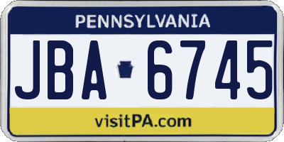 PA license plate JBA6745