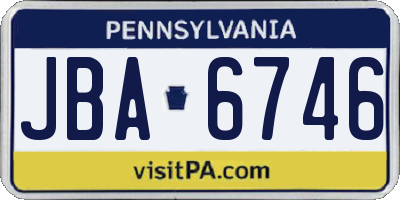 PA license plate JBA6746