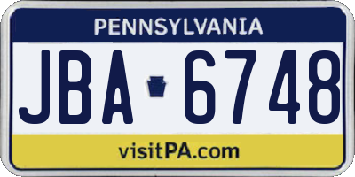 PA license plate JBA6748