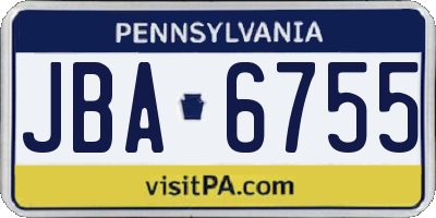 PA license plate JBA6755