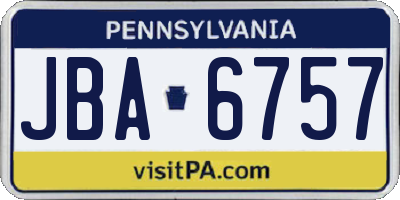 PA license plate JBA6757