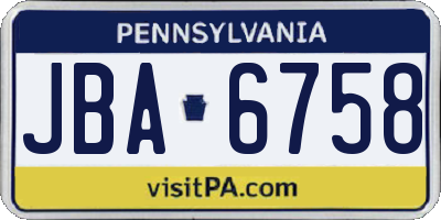 PA license plate JBA6758