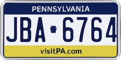 PA license plate JBA6764