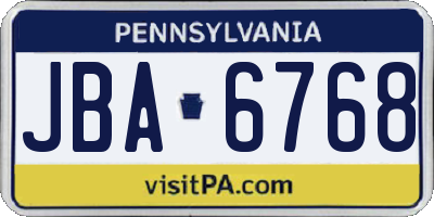 PA license plate JBA6768