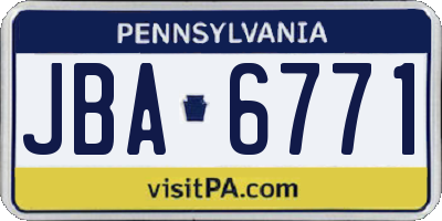 PA license plate JBA6771