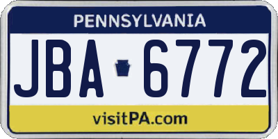 PA license plate JBA6772