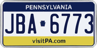 PA license plate JBA6773