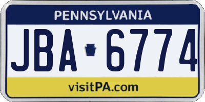 PA license plate JBA6774