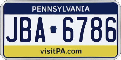 PA license plate JBA6786