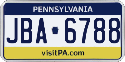 PA license plate JBA6788