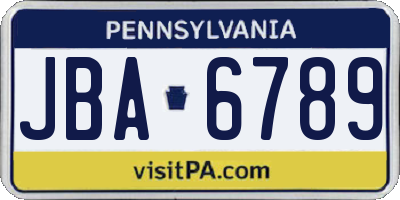 PA license plate JBA6789