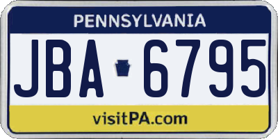 PA license plate JBA6795