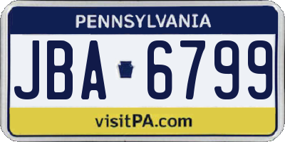 PA license plate JBA6799