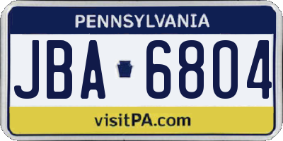 PA license plate JBA6804