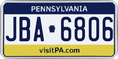 PA license plate JBA6806