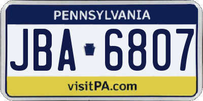PA license plate JBA6807