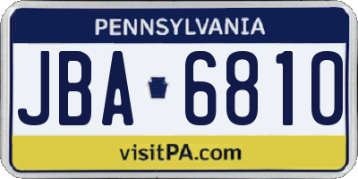 PA license plate JBA6810