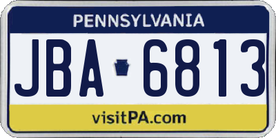 PA license plate JBA6813