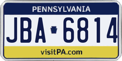 PA license plate JBA6814